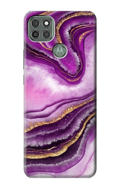 W3896 Stries d'or en marbre violet Etui Coque Housse et Flip Housse Cuir pour Motorola Moto G9 Power