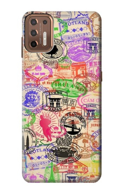 W3904 Timbres de voyage Etui Coque Housse et Flip Housse Cuir pour Motorola Moto G9 Plus