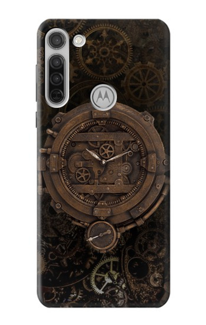 W3902 Horloge Steampunk Etui Coque Housse et Flip Housse Cuir pour Motorola Moto G8