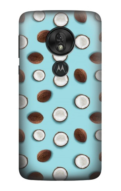 W3860 Motif à pois de noix de coco Etui Coque Housse et Flip Housse Cuir pour Motorola Moto G7 Play