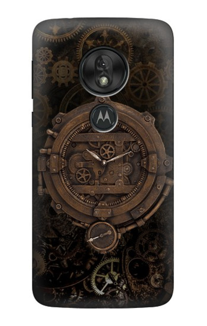 W3902 Horloge Steampunk Etui Coque Housse et Flip Housse Cuir pour Motorola Moto G7 Power