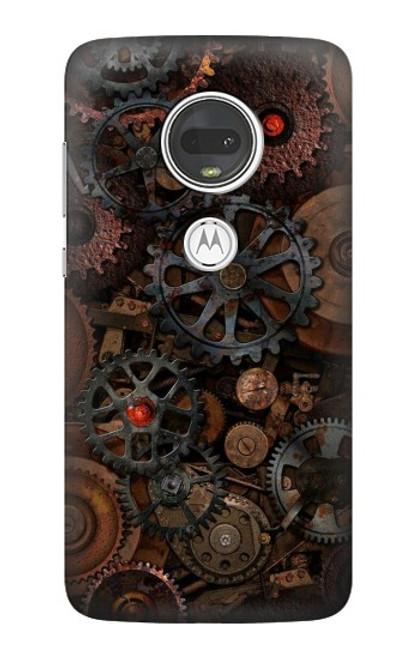 W3884 Engrenages Mécaniques Steampunk Etui Coque Housse et Flip Housse Cuir pour Motorola Moto G7, Moto G7 Plus