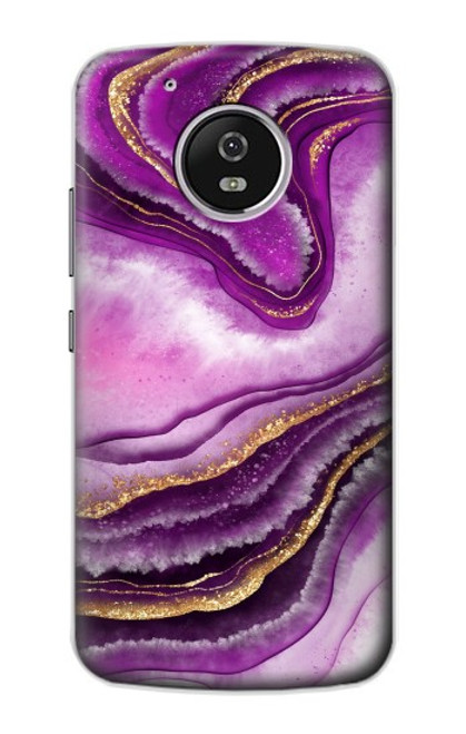 W3896 Stries d'or en marbre violet Etui Coque Housse et Flip Housse Cuir pour Motorola Moto G5