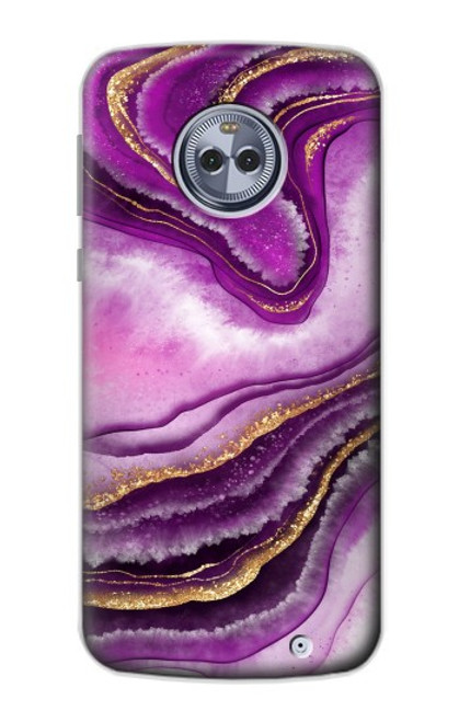 W3896 Stries d'or en marbre violet Etui Coque Housse et Flip Housse Cuir pour Motorola Moto X4