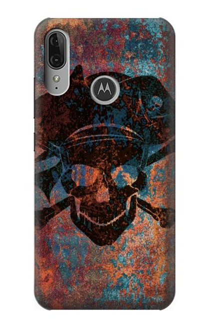 W3895 Pirate Crâne Métal Etui Coque Housse et Flip Housse Cuir pour Motorola Moto E6 Plus, Moto E6s