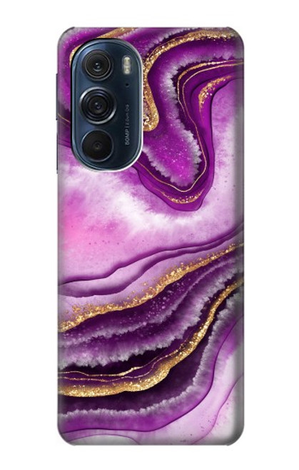 W3896 Stries d'or en marbre violet Etui Coque Housse et Flip Housse Cuir pour Motorola Edge X30