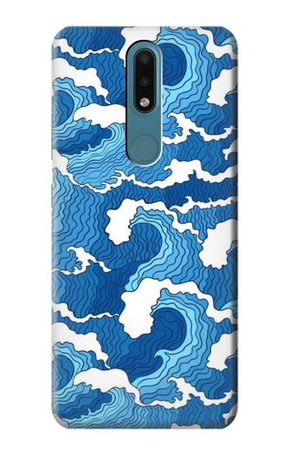 W3901 Vagues esthétiques de l'océan de tempête Etui Coque Housse et Flip Housse Cuir pour Nokia 2.4