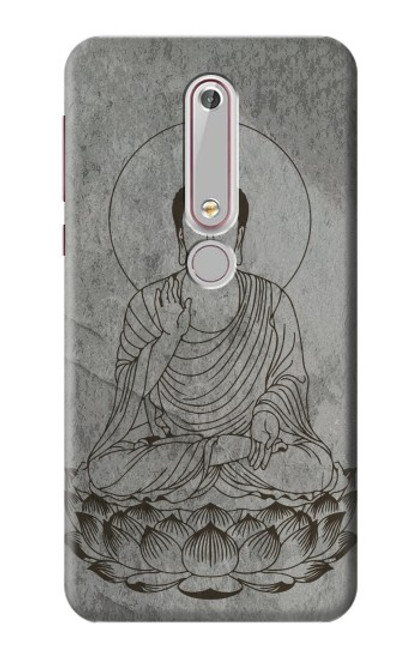 W3873 Dessin au trait Bouddha Etui Coque Housse et Flip Housse Cuir pour Nokia 6.1, Nokia 6 2018