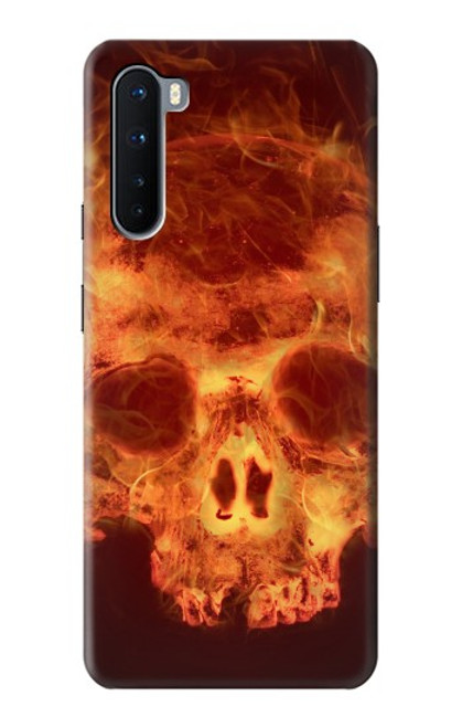 W3881 Crâne de feu Etui Coque Housse et Flip Housse Cuir pour OnePlus Nord