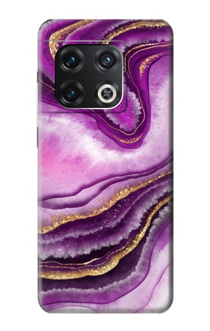 W3896 Stries d'or en marbre violet Etui Coque Housse et Flip Housse Cuir pour OnePlus 10 Pro