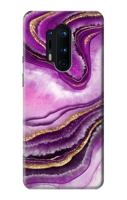 W3896 Stries d'or en marbre violet Etui Coque Housse et Flip Housse Cuir pour OnePlus 8 Pro