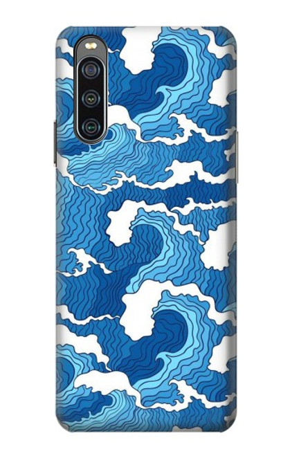 W3901 Vagues esthétiques de l'océan de tempête Etui Coque Housse et Flip Housse Cuir pour Sony Xperia 10 IV