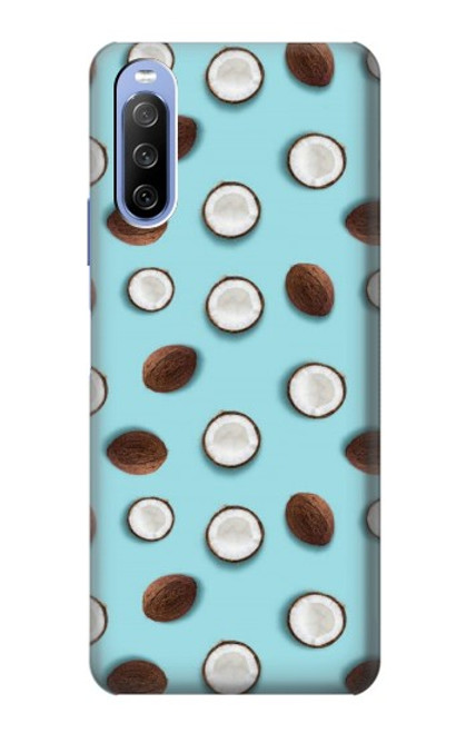 W3860 Motif à pois de noix de coco Etui Coque Housse et Flip Housse Cuir pour Sony Xperia 10 III Lite