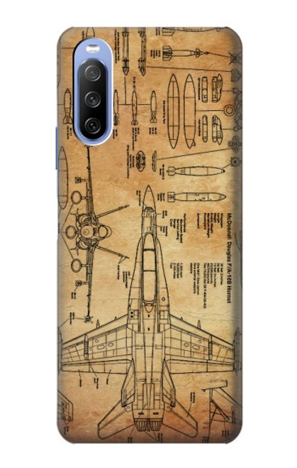 W3868 Plan d'avion vieux papier Etui Coque Housse et Flip Housse Cuir pour Sony Xperia 10 III Lite