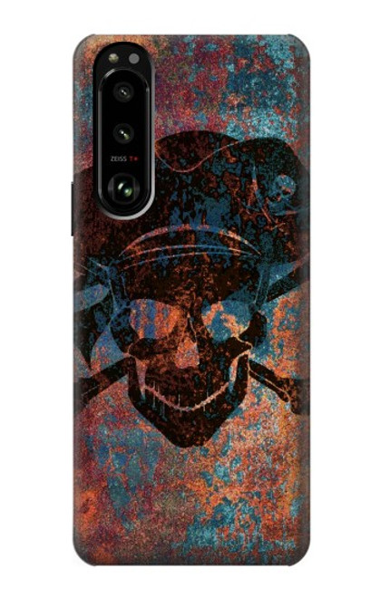 W3895 Pirate Crâne Métal Etui Coque Housse et Flip Housse Cuir pour Sony Xperia 5 III