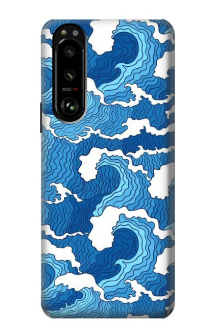W3901 Vagues esthétiques de l'océan de tempête Etui Coque Housse et Flip Housse Cuir pour Sony Xperia 5 III