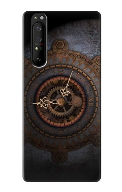 W3908 Horloge Vintage Etui Coque Housse et Flip Housse Cuir pour Sony Xperia 1 III