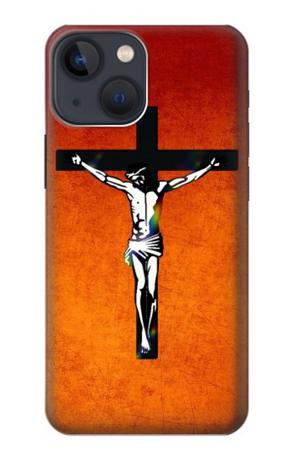 W2421 Jésus-Christ sur la croix Etui Coque Housse et Flip Housse Cuir pour iPhone 14