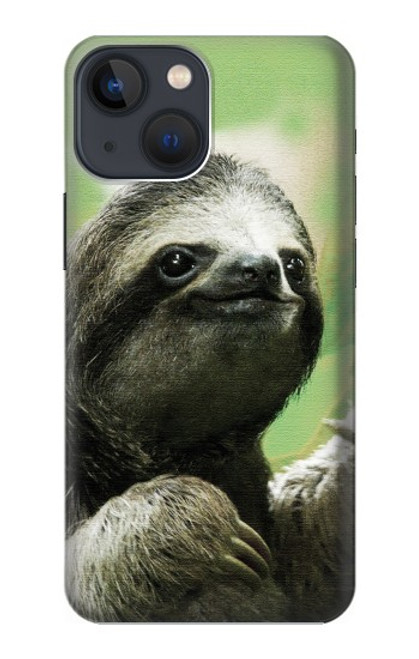 W2708 Sourire Sloth Etui Coque Housse et Flip Housse Cuir pour iPhone 14