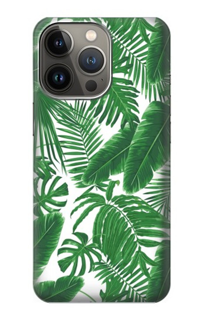 W3457 Papier Palm Monstera Etui Coque Housse et Flip Housse Cuir pour iPhone 14 Pro