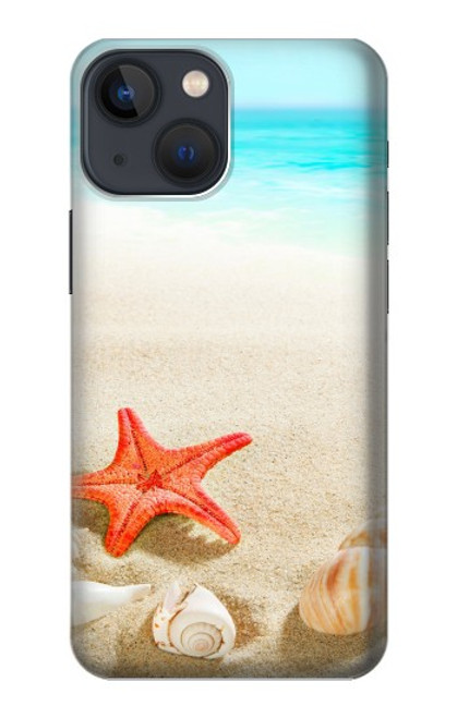 W3212 Coquilles de mer Étoile de mer Plage Etui Coque Housse et Flip Housse Cuir pour iPhone 14 Plus