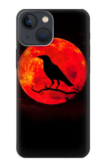 W3328 Corbeau Rouge Lune Etui Coque Housse et Flip Housse Cuir pour iPhone 14 Plus