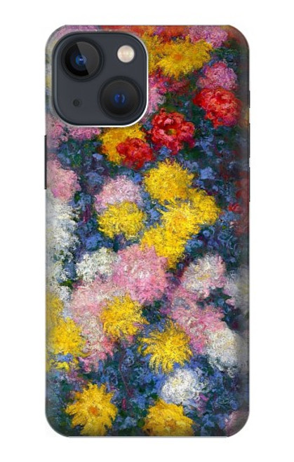 W3342 Claude Monet Chrysanthèmes Etui Coque Housse et Flip Housse Cuir pour iPhone 14 Plus