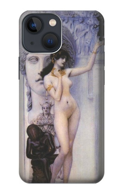 W3353 Gustav Klimt Allégorie de la sculpture Etui Coque Housse et Flip Housse Cuir pour iPhone 14 Plus