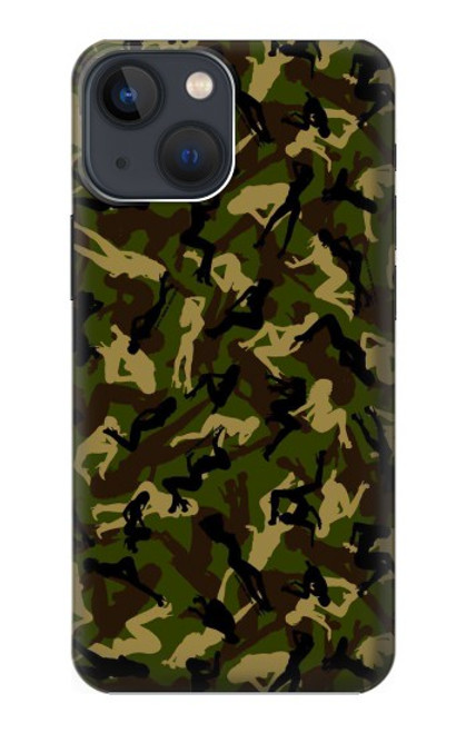 W3356 Camo camouflage de fille Etui Coque Housse et Flip Housse Cuir pour iPhone 14 Plus