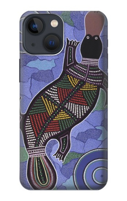 W3387 Platypus Art aborigène d'Australie Etui Coque Housse et Flip Housse Cuir pour iPhone 14 Plus