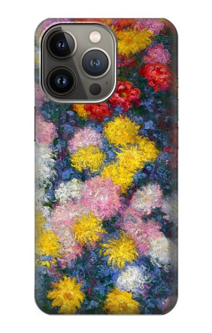 W3342 Claude Monet Chrysanthèmes Etui Coque Housse et Flip Housse Cuir pour iPhone 14 Pro Max