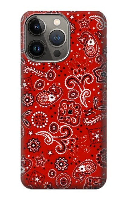 W3354 Rouge classique Bandana Etui Coque Housse et Flip Housse Cuir pour iPhone 14 Pro Max