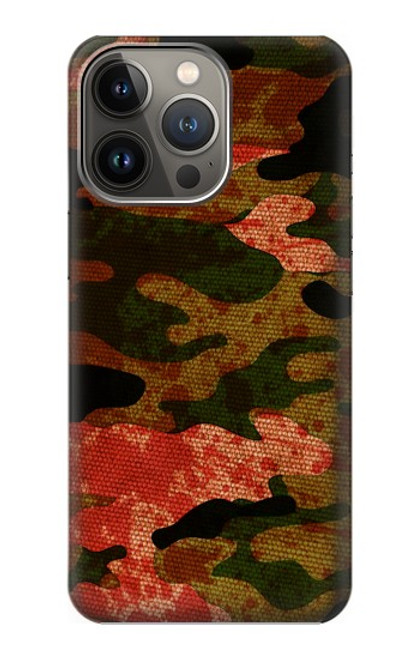 W3393 Camouflage sang Splatter Etui Coque Housse et Flip Housse Cuir pour iPhone 14 Pro Max