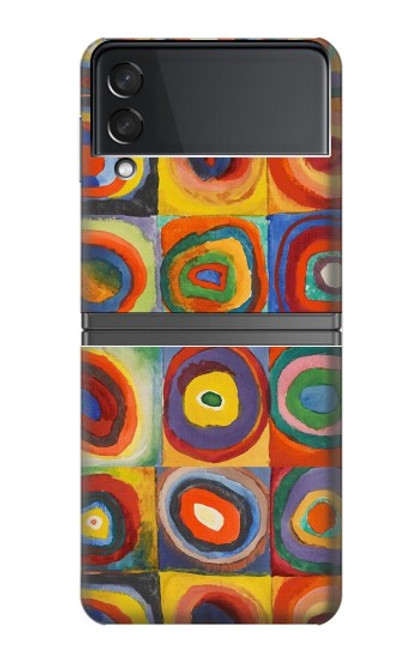 W3409 Carrés cercles concentriques Etui Coque Housse et Flip Housse pour Samsung Galaxy Z Flip 4