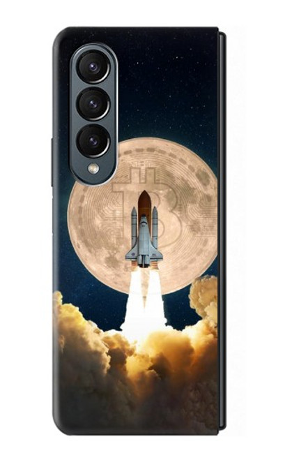 W3859 Bitcoin à la Lune Etui Coque Housse et Flip Housse pour Samsung Galaxy Z Fold 4