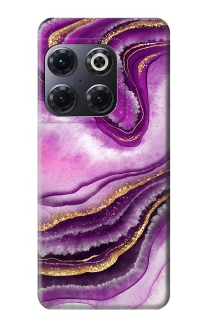 W3896 Stries d'or en marbre violet Etui Coque Housse et Flip Housse Cuir pour OnePlus 10T