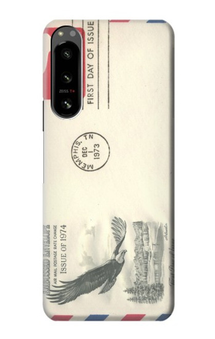 W3551 Art de l'millésimé de la poste enveloppe aérienne Etui Coque Housse et Flip Housse Cuir pour Sony Xperia 5 IV