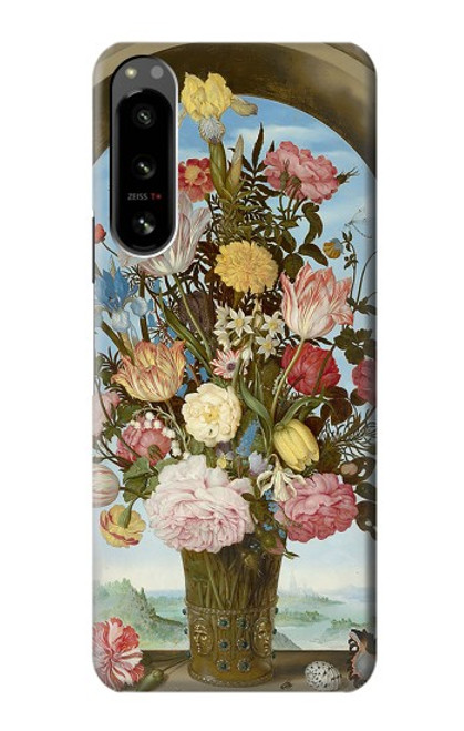 W3749 Vase de fleurs Etui Coque Housse et Flip Housse Cuir pour Sony Xperia 5 IV