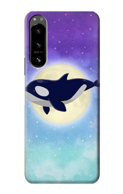 W3807 Killer Whale Orca Lune Pastel Fantaisie Etui Coque Housse et Flip Housse Cuir pour Sony Xperia 5 IV