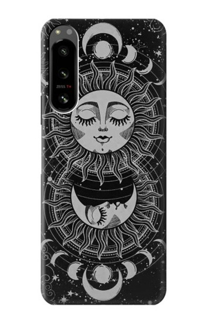 W3854 Visage de soleil mystique Croissant de lune Etui Coque Housse et Flip Housse Cuir pour Sony Xperia 5 IV
