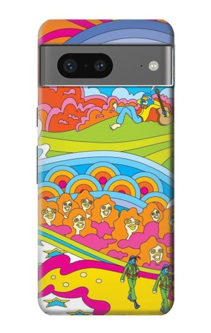 W3407 hippie Art Etui Coque Housse et Flip Housse Cuir pour Google Pixel 7