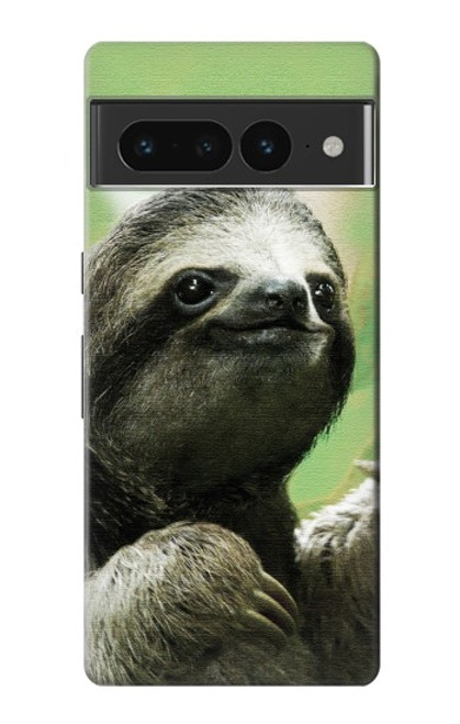 W2708 Sourire Sloth Etui Coque Housse et Flip Housse Cuir pour Google Pixel 7 Pro