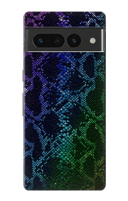 W3366 Arc en ciel Python graphique Imprimer Peau Etui Coque Housse et Flip Housse Cuir pour Google Pixel 7 Pro