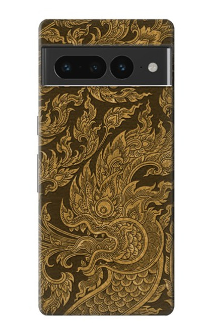 W3382 Art de la peinture thaïlandaise Naga Etui Coque Housse et Flip Housse Cuir pour Google Pixel 7 Pro