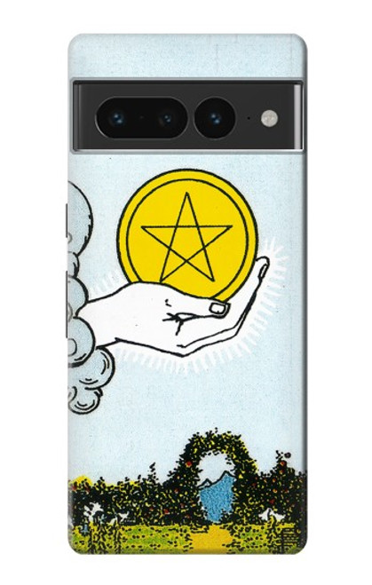 W3722 Carte de tarot Pièces de l'As des Pentacles Etui Coque Housse et Flip Housse Cuir pour Google Pixel 7 Pro