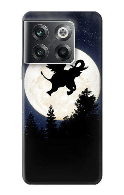 W3323 Voler l'Eléphant Nuit de pleine lune Etui Coque Housse et Flip Housse Cuir pour OnePlus Ace Pro