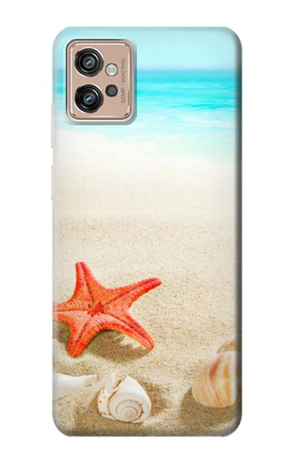 W3212 Coquilles de mer Étoile de mer Plage Etui Coque Housse et Flip Housse Cuir pour Motorola Moto G32