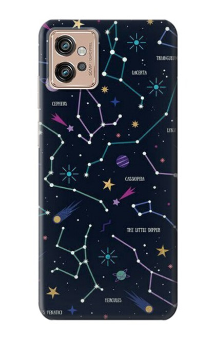 W3220 Carte Zodiaque étoiles Constellations Etui Coque Housse et Flip Housse Cuir pour Motorola Moto G32