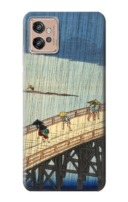 W3347 Utagawa Hiroshige douche soudaine Etui Coque Housse et Flip Housse Cuir pour Motorola Moto G32