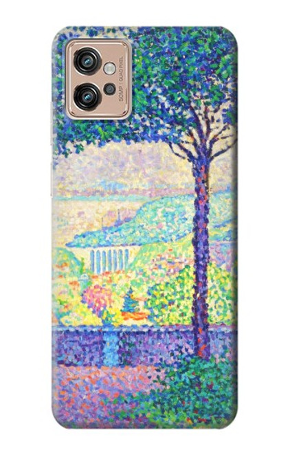 W3349 Paul Signac Terrasse de Meudon Etui Coque Housse et Flip Housse Cuir pour Motorola Moto G32